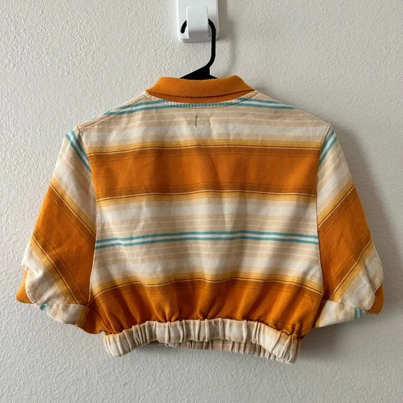 Orange Multi Color Striped Crop Top - Picture 3 of 3